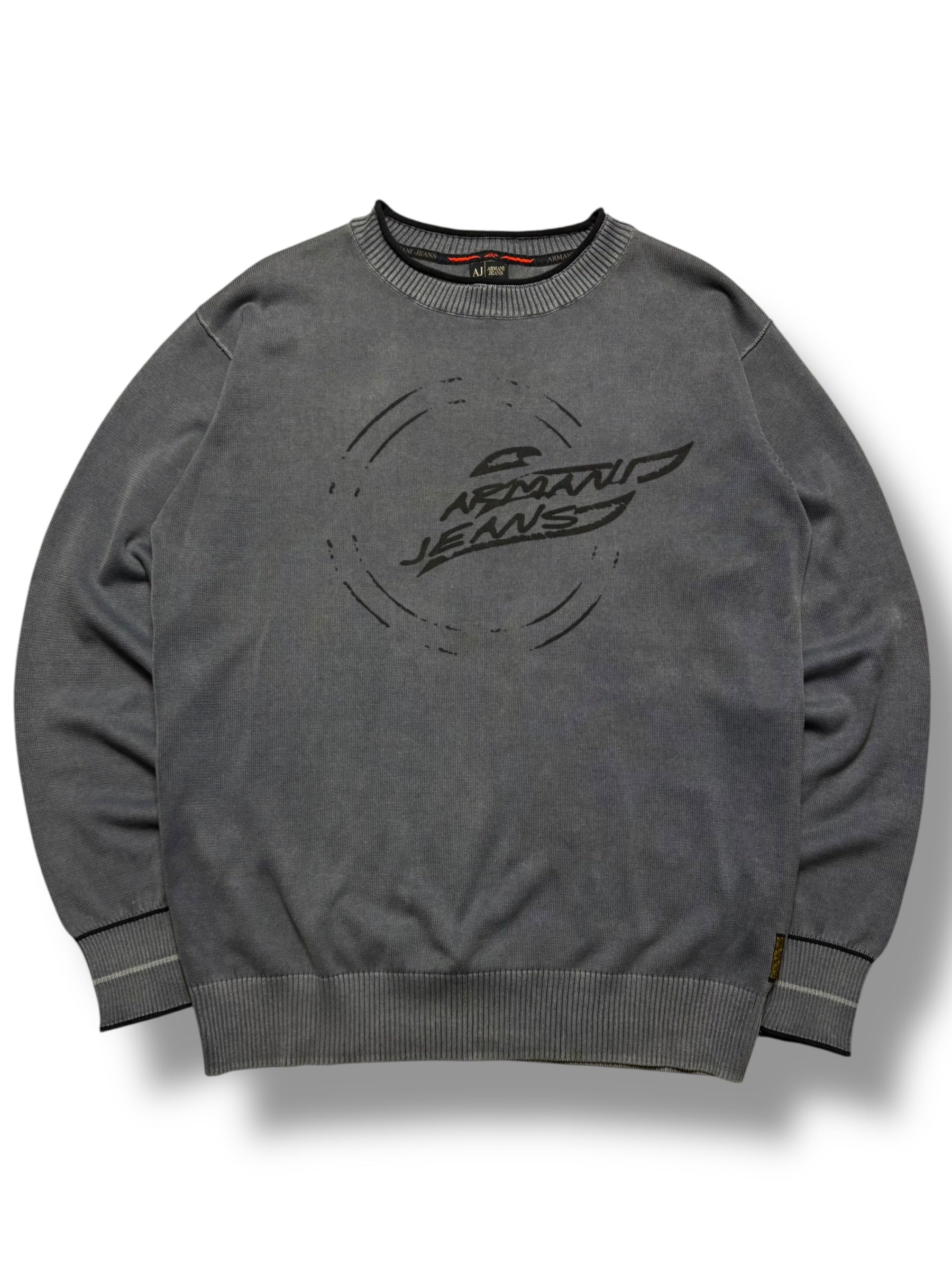 Armani Jeans 2007 Slate Blue Knitted Crest Jumper