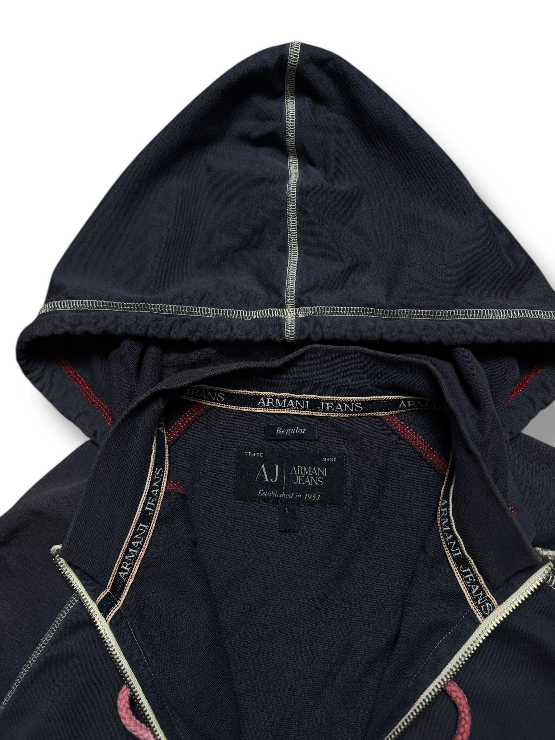 Armani Jeans 2008 Contrast Stitch Double Zip Through Hoodie