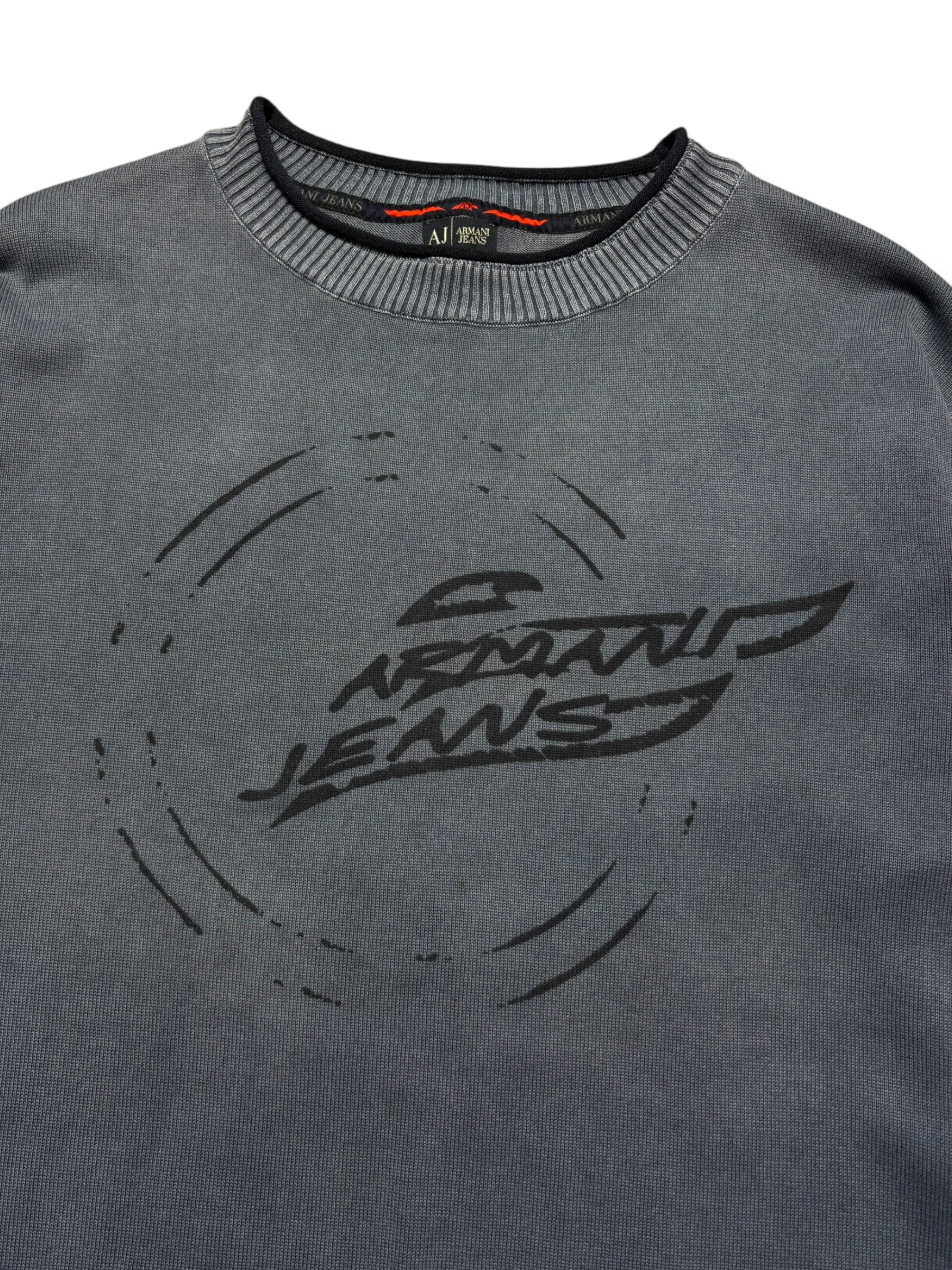 Armani Jeans 2007 Slate Blue Knitted Crest Jumper